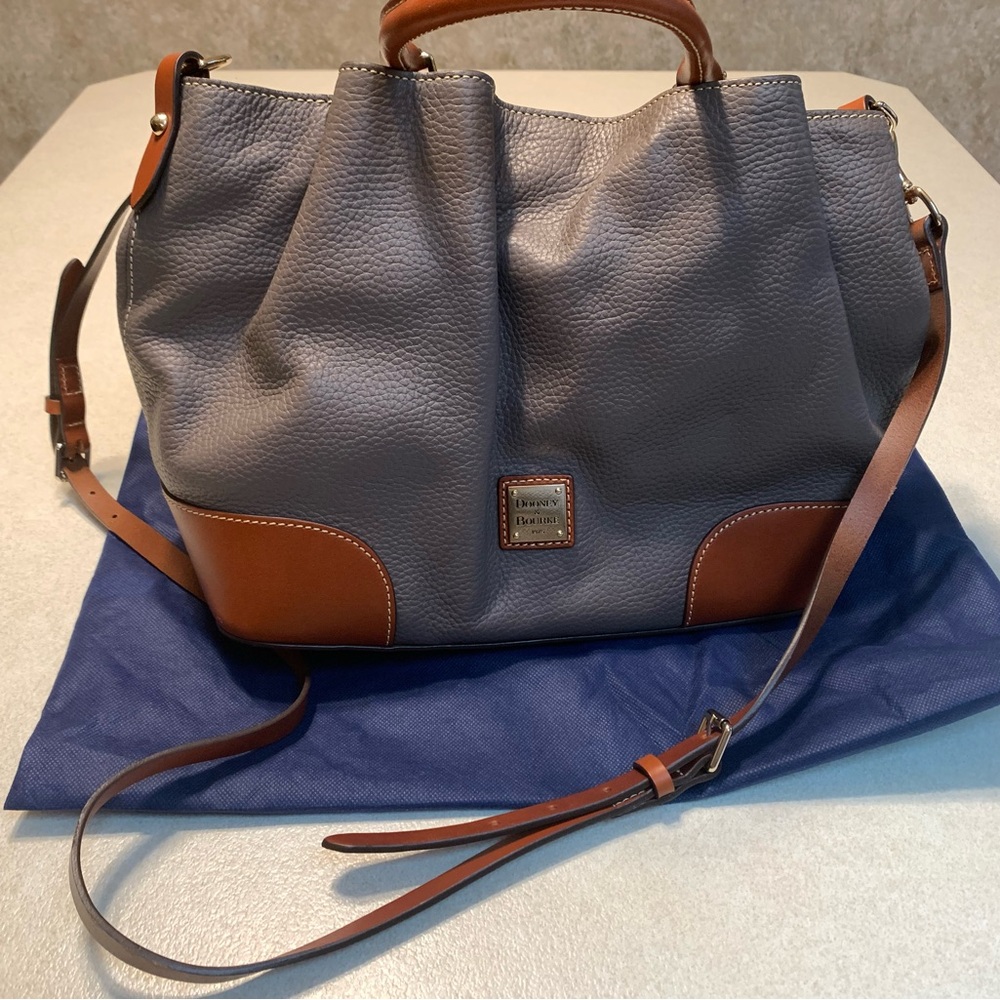 Dooney & Bourke Gray and Brown Leather Satchel - Picture 5 of 15